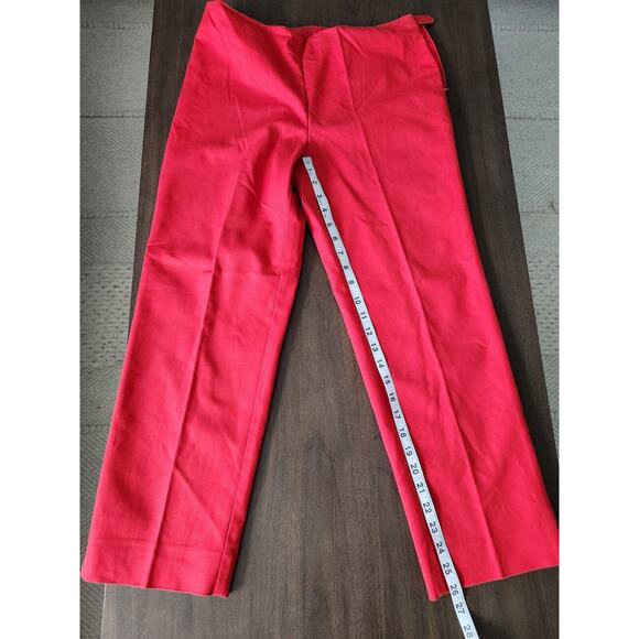 St John Women's Mid Rise Straight Legs Red Ankle Pants Size 8 Preowned - Picture 6 of 6